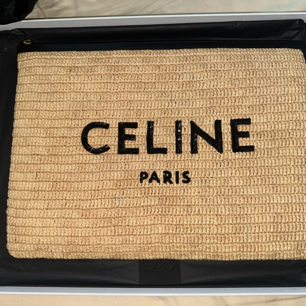 Celine Raffia Clutch